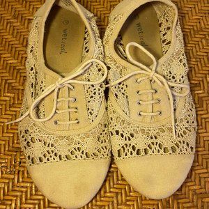 Wet Seal Tan Lace Tennis Shoes